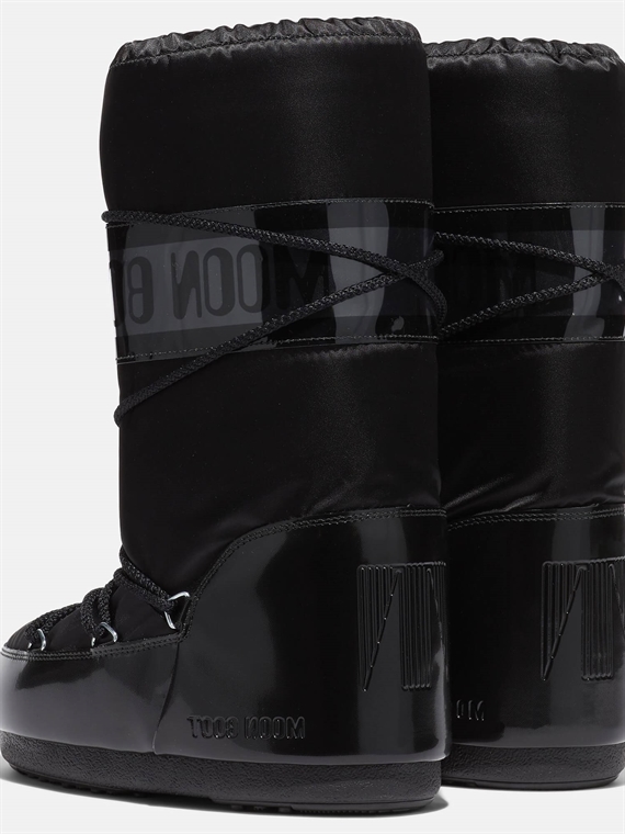Moon Boot Icon Glance Black Satin Boots